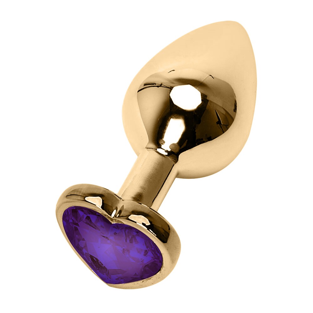 Plug Anal Joia Em A O Cora O Dourado Tamanho M Roxo Sex Shop Loja