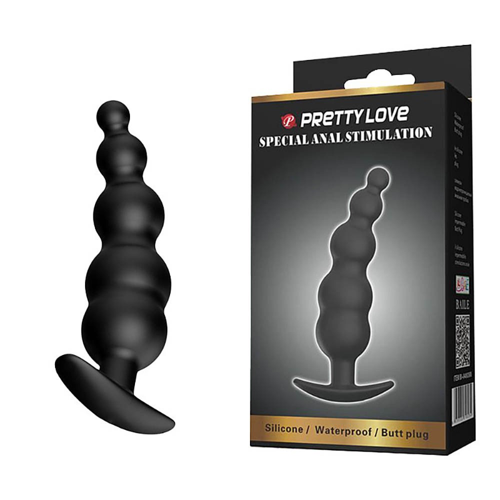 Plug Anal Em Silicone Esferas Preto Sex Shop Loja Do Prazer