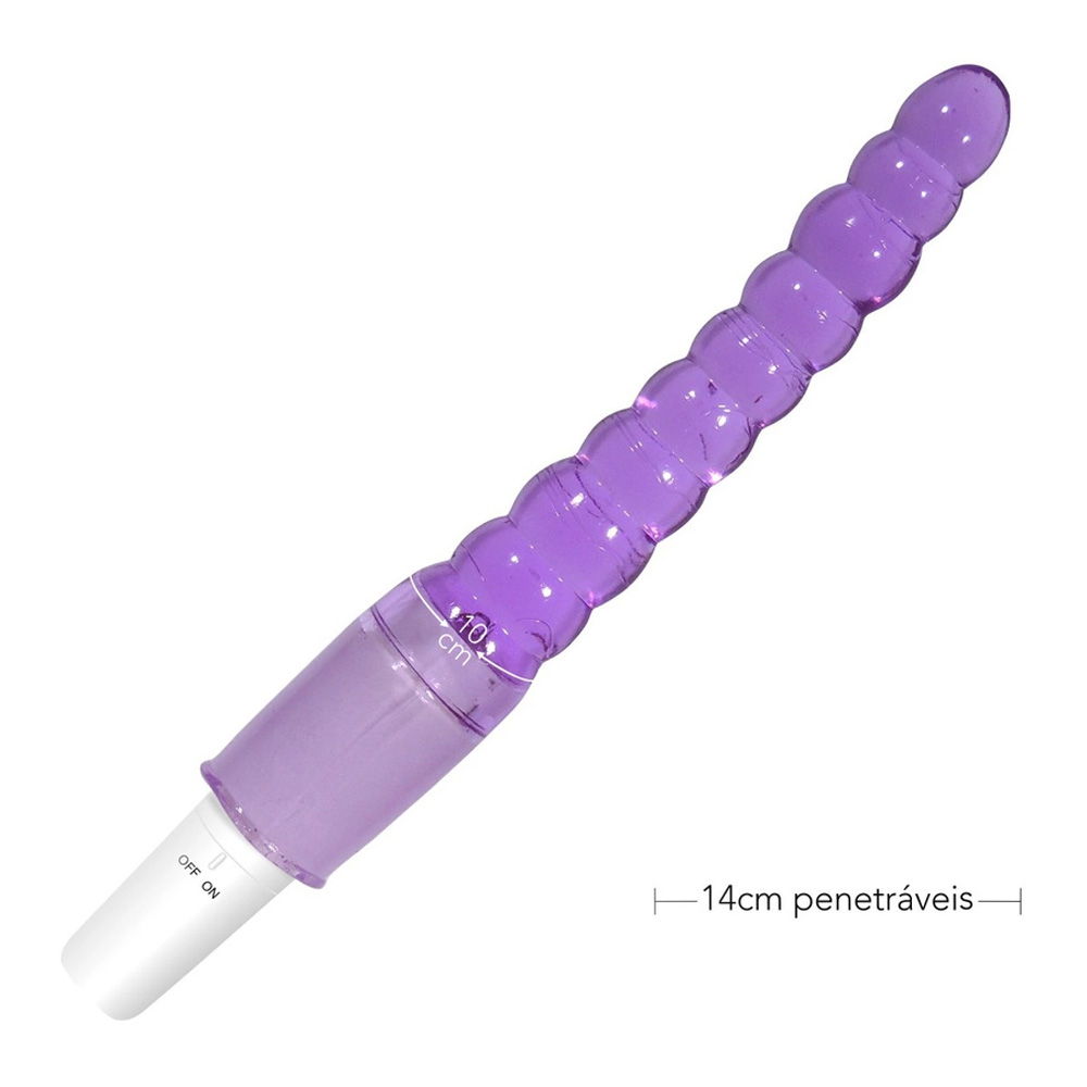 Plug Anal em Jelly Escalonado com Vibrador Lilás Sex Shop Loja do Prazer