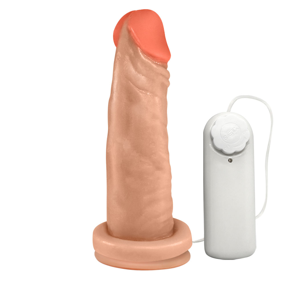 Pênis Maciço Lindo em PVC Flexível com Vibrador e Ventosa 14,5 x 4cm Bege  :: Sex Shop Loja do Prazer