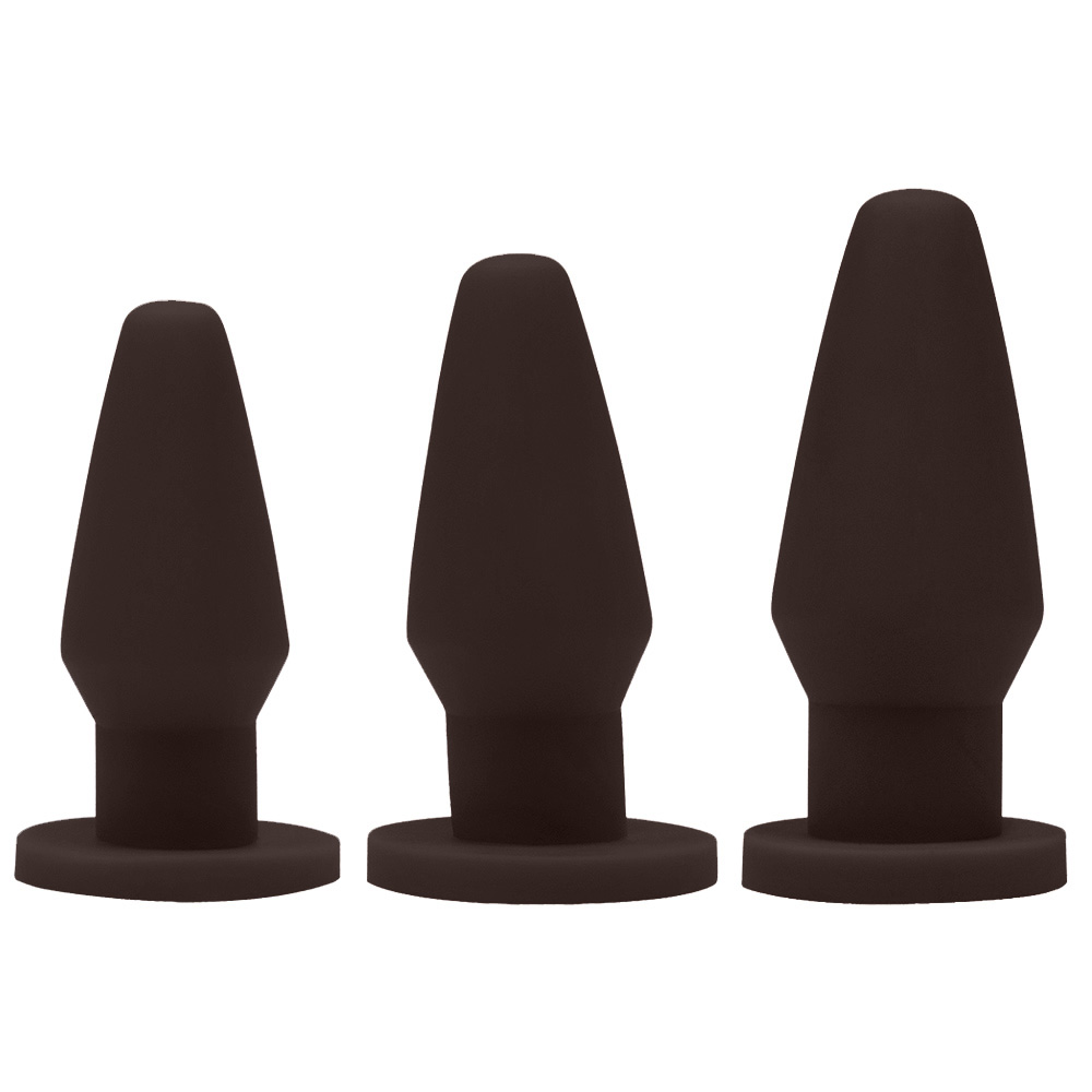 Kit Plug Anal Butt com 3 Tamanhos 9, 11 e 13 cm em Pvc Flexível Atóxico  Marrom :: Sex Shop Loja do Prazer