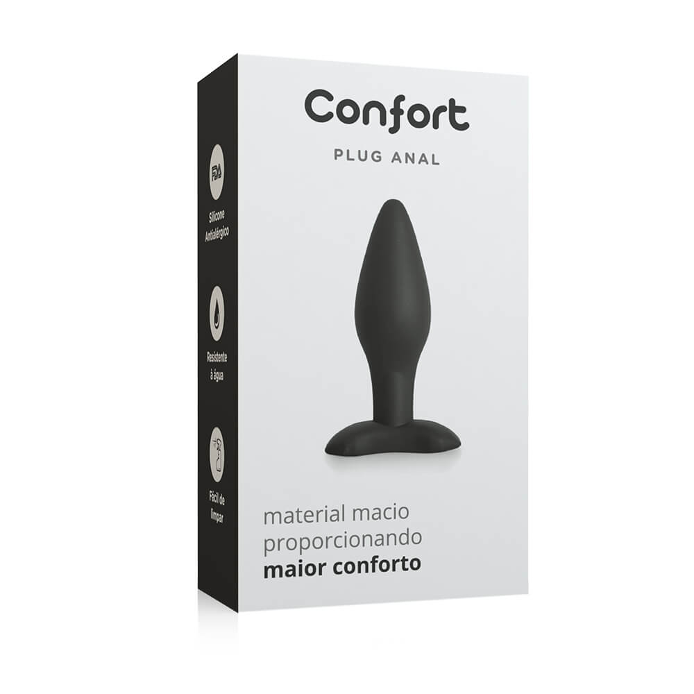 Plug Anal sem Vibrador em Silicone Confort Médio 10,4 x 3cm Preto :: Sex  Shop Loja do Prazer