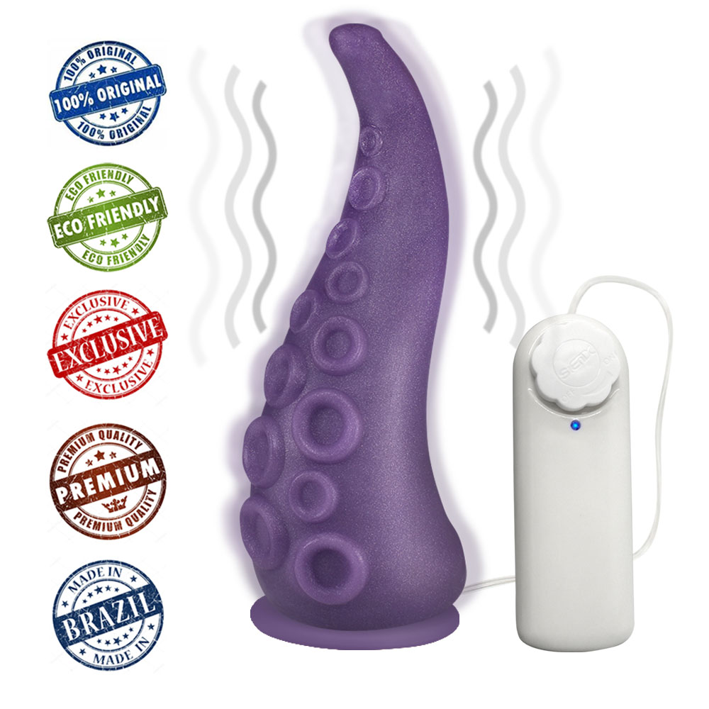 Dildo Feito em PVC Flexível em Formato de Tentáculos com Vibrador 18 x 5cm  Roxo Cintilante :: Sex Shop Loja do Prazer