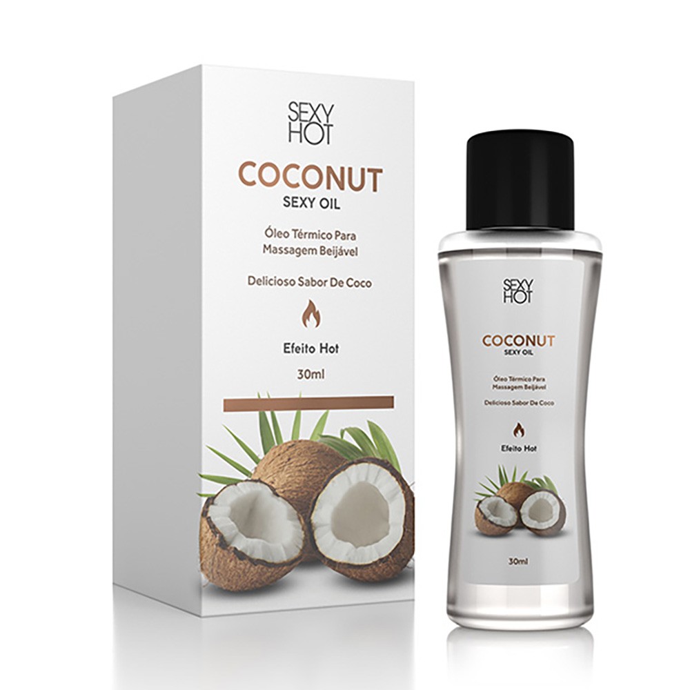 Óleo para Massagem Beijável Que Esquenta Coconut Sexy Oil Côco 30ml :: Sex  Shop Loja do Prazer