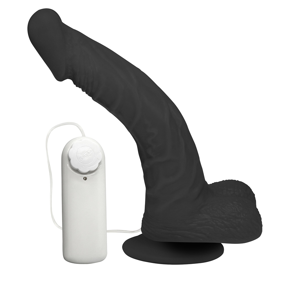 Pênis de Borracha Poseidon com Escroto Vibrador e Ventosa 20 x 4cm Preto ::  Sex Shop Loja do Prazer