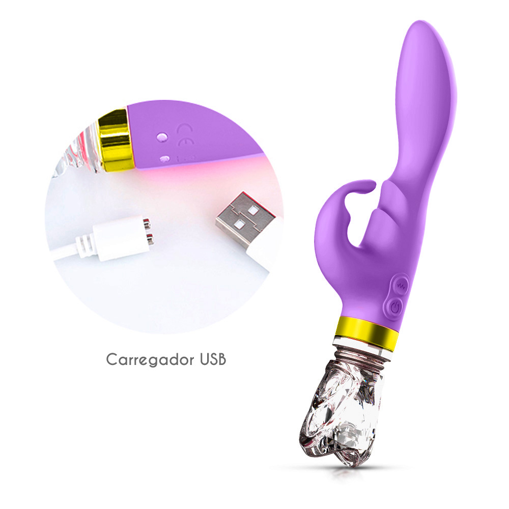 Vibrador Duplo Recarregável em Silicone com Base com 10 Vibrações e Base em  Vidro Roxo :: Sex Shop Loja do Prazer